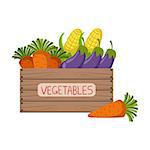 Fresh Vegetables Crate Flat Simple Colorful Design Vector Illustration