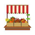 Vegetables On Market Display Flat Simple Colorful Design Vector Illustration