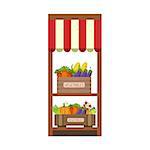 Market Vegetable Shelf Flat Simple Colorful Design Vector Illustration