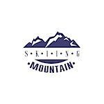 Skiing Mountain Emblem Classic Style Vector Logo With Calligraphic Text On White Background