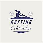 Coldwater Rafting Emblem Classic Style Vector Logo With Calligraphic Text On White Background
