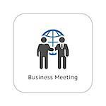 Business Meeting Icon. Flat Design. Two man at the meeting. App Symbol or UI element.