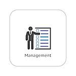 Management Icon. Business Concept. A Man with List of Checkboxes. Flat Design. Isolated Illustration. App Symbol or UI element.