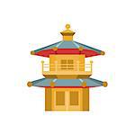 Chinese Architecture Style Tower Flat Bright Color Primitive Drawn Vector Icon Isolated On White Background