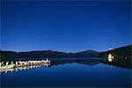 View of Mount Fuji from Lake Ashi at night, Hakone, Japan