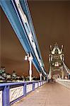 UK, England, London, Pedestrian walkway of Tower Bridge at night