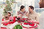 Family enjoying Christmas dinner