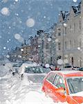 Helsinki, Finland, Ullanlinna district in snowfall