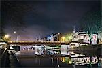 Finland, Varsinais-Suomi, Turku, Illuminated cityscape at night