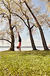 Woman doing handstand