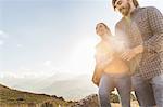 Couple taking walk on sunny day, Franschhoek, South Africa