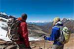 Admiring the view from the top of the Kagmara La, the highest point in the Kagmara Valley at 5115m in Dolpa, Himalayas, Nepal, Asia