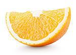 Slice of orange citrus fruit isolated on white with clipping path