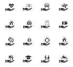 insurance hand web icons for user interface design