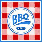 Vector rounded barbecue label on pattern background
