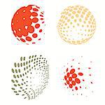 Set of Abstract Halftone Circles Logo, vector illustration globes in colorful dots