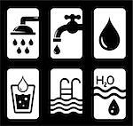 set of black six concept water icons
