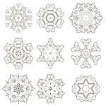 Round Geometric Ornaments Set Isolated on White Background