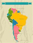 Editable South America  map with all countries. Vector illustration EPS8