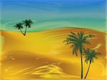 Styling of the desert with palm trees