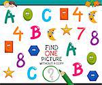 Cartoon Illustration of Educational Activity of Single Picture Search for Preschool Children