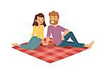 Young couple family picnicking summer happy lifestyle park outdoors together, enjoying vacation vector. Young couple family picnic vacation and summer family picnic. Happy couple picnic outdoors.