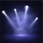 Illuminated stage with scenic lights and smoke, vector EPS10