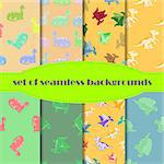 Set. Dinosaurs are kind and funny. Seamless series for young children