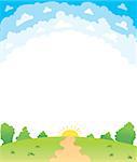 Vector illustration of a beautiful summer landscape lawn vector banner of the forest glade