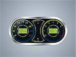 Shiny metallic speedometer and rev counter design