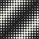 Vector Seamless Black and White Circles Diagonal Gradient Halftone Pattern. Abstract Geometric Background Design