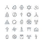 Vector religion icons set thin style eps10