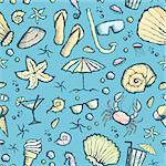 Vector with hand made seamless sea creatures pattern