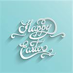 Happy Easter Hand lettering Greeting Card. Typographical Vector Background. Handmade calligraphy. Easy paste to any background