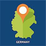 Map of Germany isolated on blue background. European country. Vector template for website, design, cover, infographics. Graph illustration.