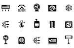 set of air conditioning, fan and heater isolated icons