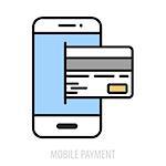 minimalistic illustration of a cellphone with a credit card, eps10 vector