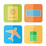 Simple summer and travel icons set vector