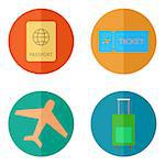 Simple summer and travel icons set vector