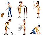 Vector illustration of a domestic staff set