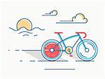 Sport bike line style. Transportation utdoor and travel with cycle, vector illustration