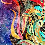 Abstract colorful watercolor background with wavy elements