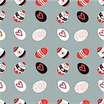 Easter beautiful graphic pattern with eggs on a gray background