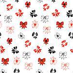 Seamless pattern with bows. Hand-drawn illustration. Vector.