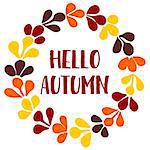 Hello autumn wreath vector card isolated on white background