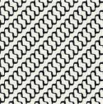 Vector Seamless Black and White Diagonal Rounded Wavy Lines Pattern Abstract Background