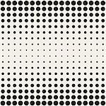 Vector Seamless Black and White Circles Horizontal Gradient Halftone Pattern. Abstract Geometric Background Design