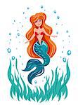 Mermaid.  Fairy tale marine character. Vector illustration. Undine.