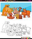 Black and White Cartoon Illustration of Dog Characters Group Coloring Book