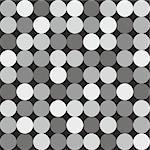 Tile vector pattern with big white and grey polka dots on black background